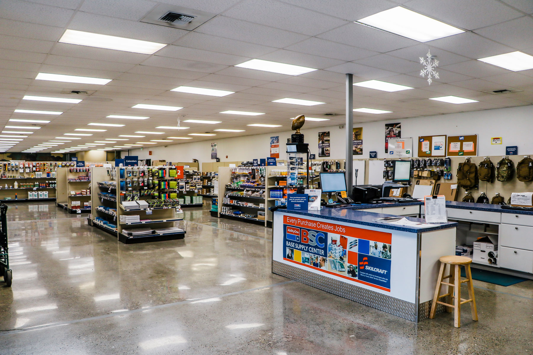 Interior photo of the new store at Seattle Coast Guard